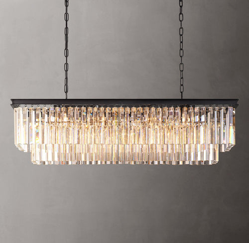 1920s Odeon Rectangular Crystal Chandelier