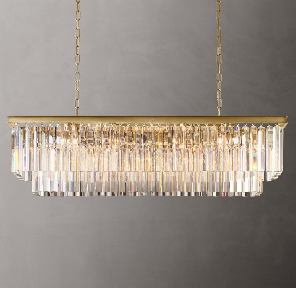 1920s Odeon Rectangular Crystal Chandelier