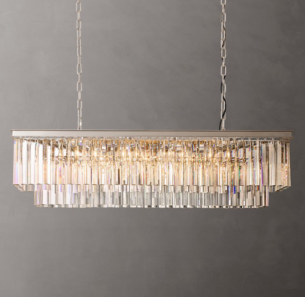 1920s Odeon Rectangular Crystal Chandelier