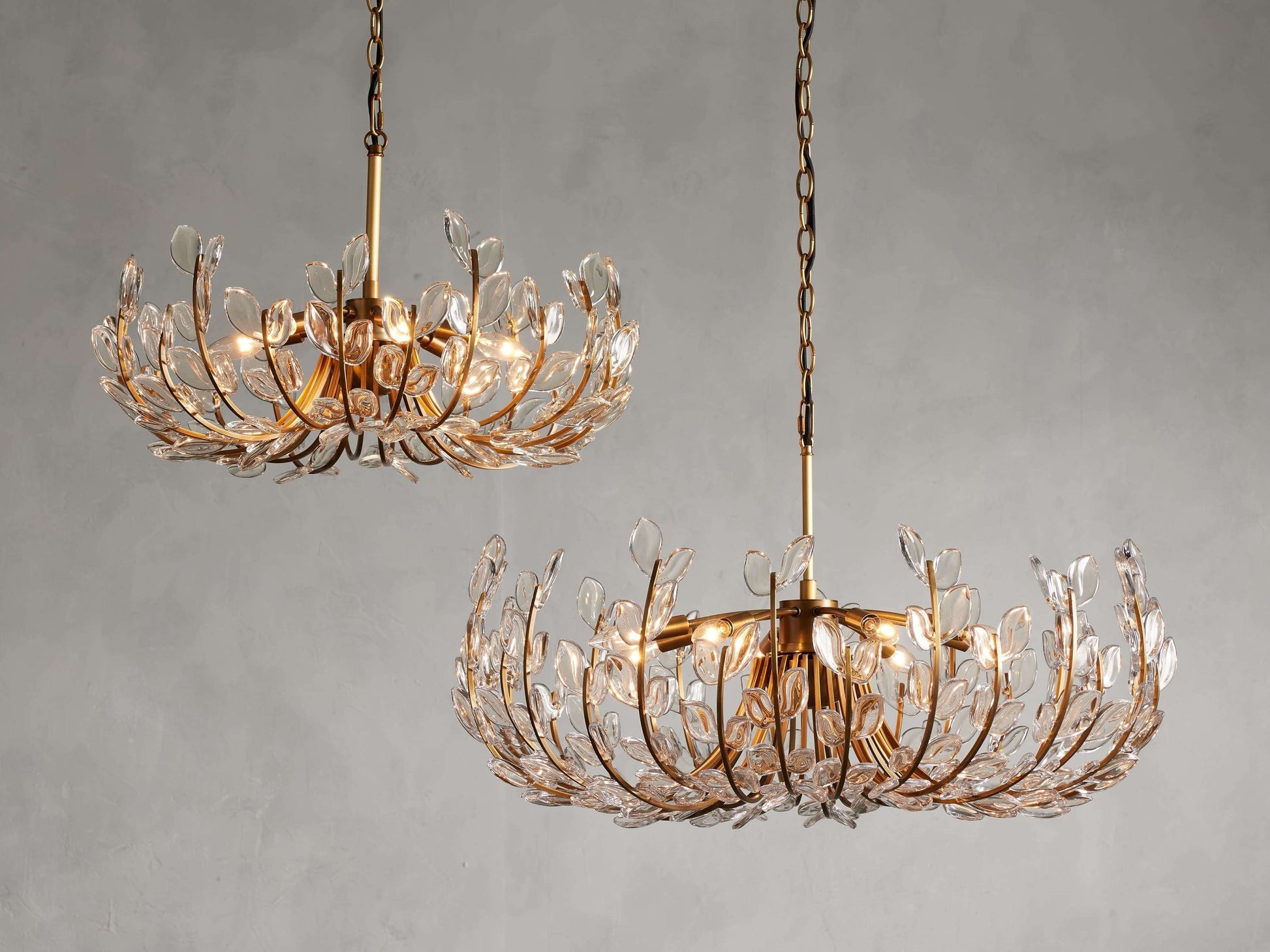 Adela Brass Petal Glass Chandelier