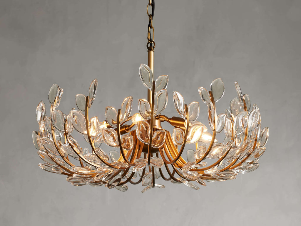 Adela Brass Petal Glass Chandelier