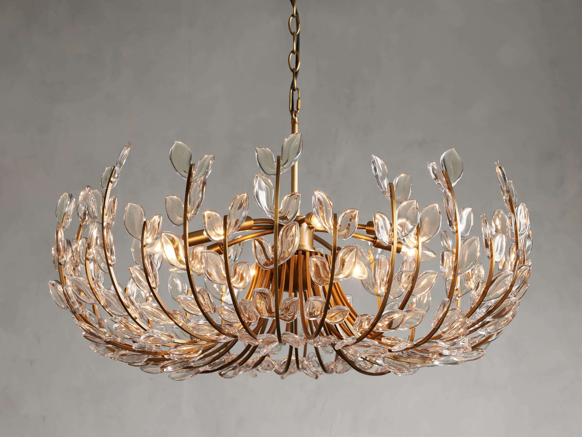 Adela Brass Petal Glass Chandelier
