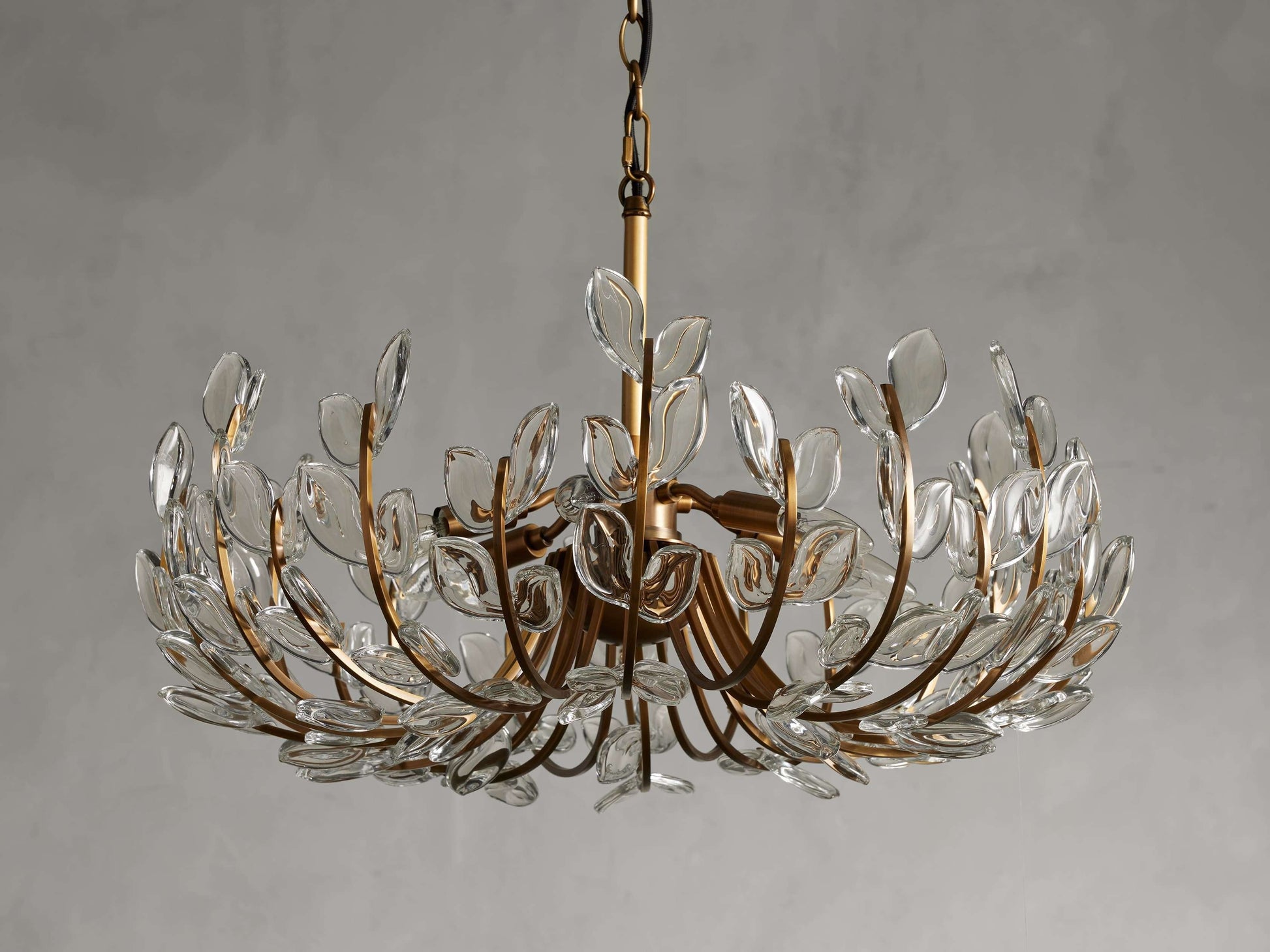 Adela Brass Petal Glass Chandelier