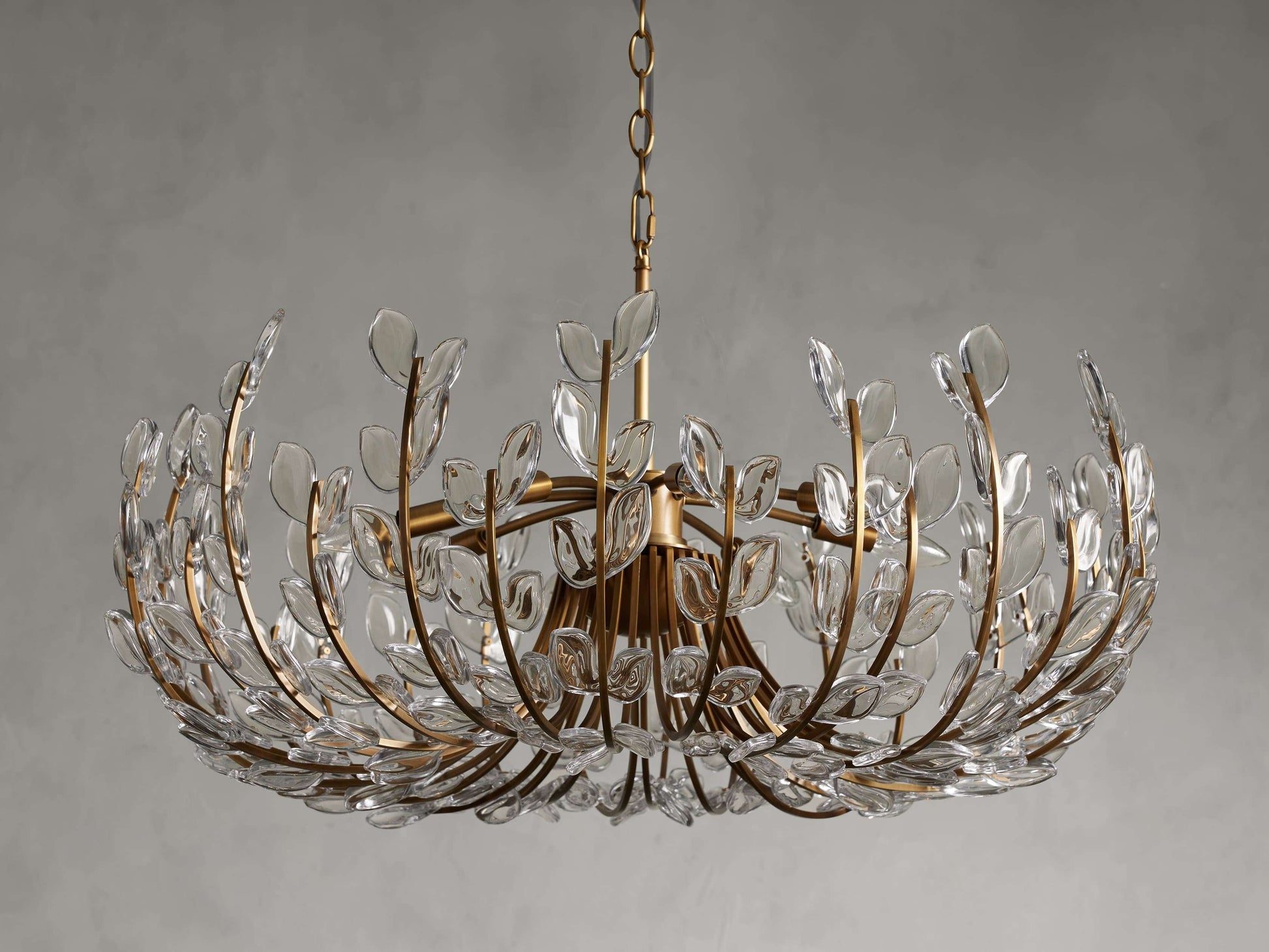 Adela Brass Petal Glass Chandelier