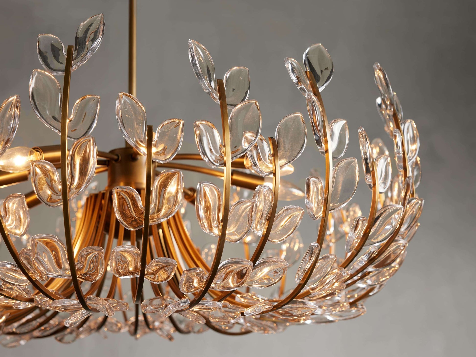Adela Brass Petal Glass Chandelier