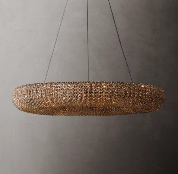 Crystal Halo Smoke Round LED Chandelier