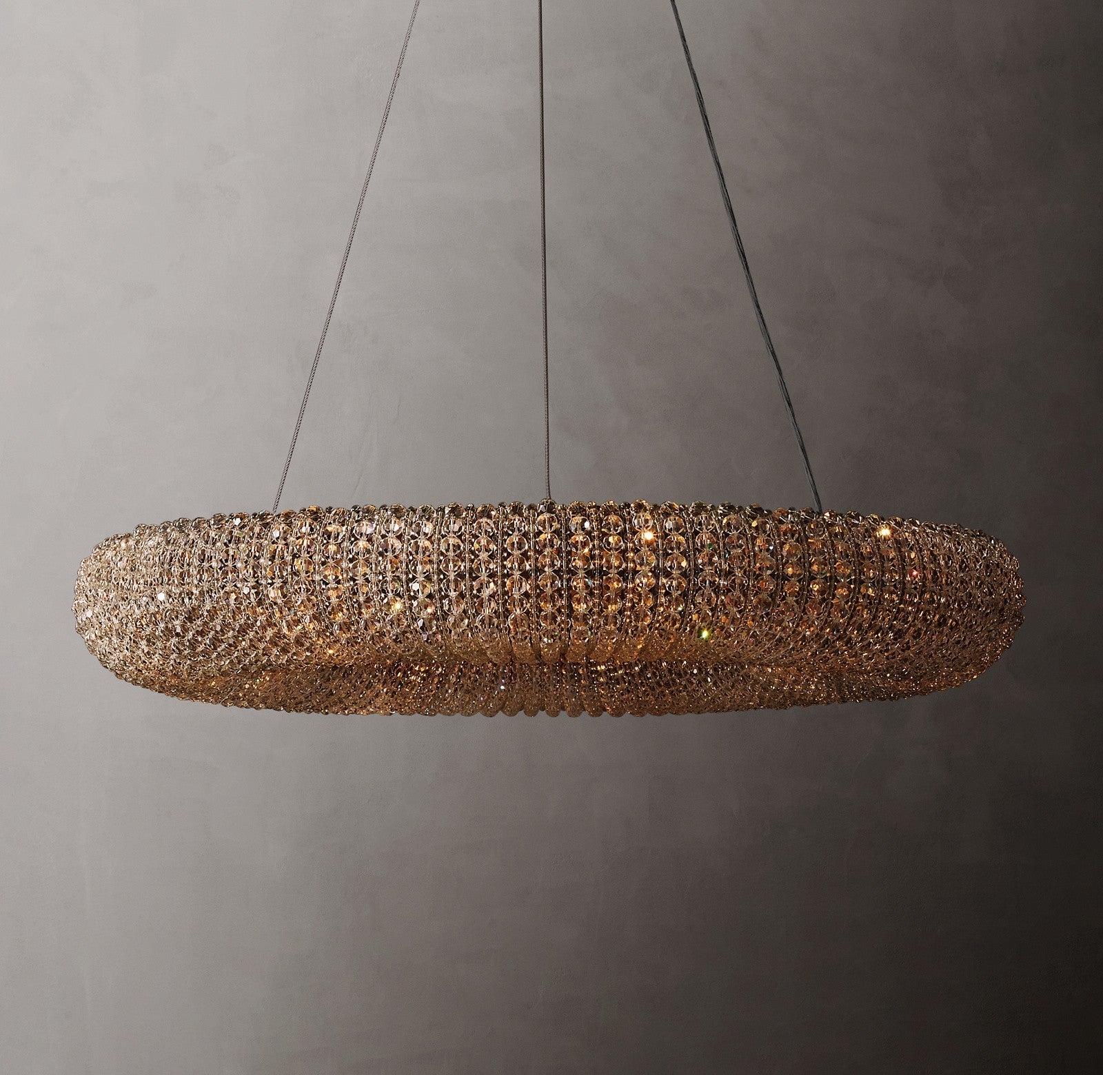 Crystal Halo Smoke Round LED Chandelier