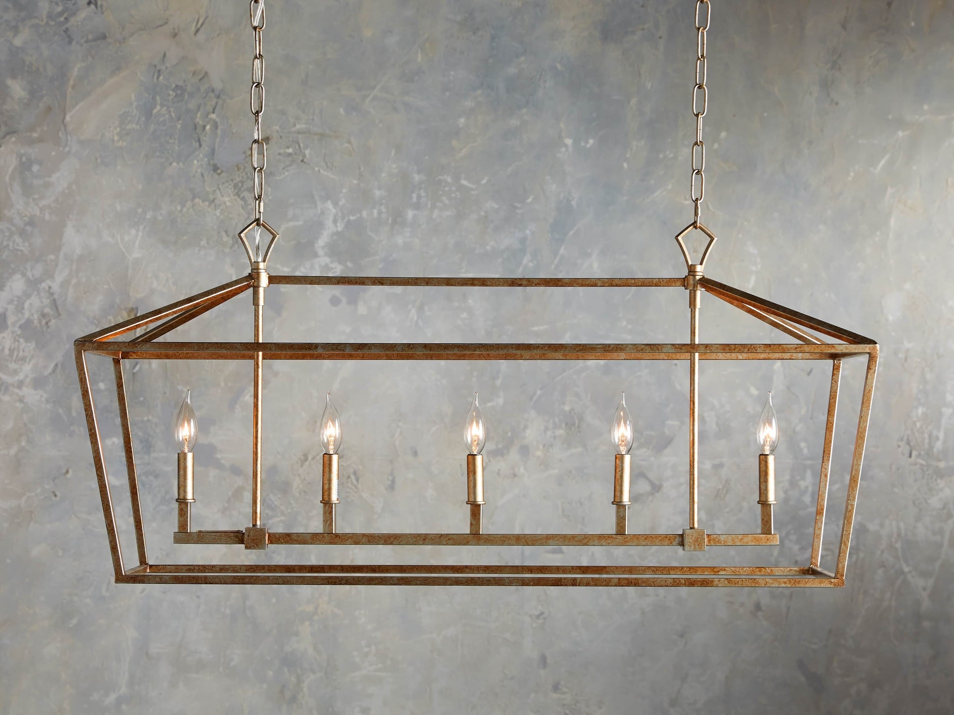 Garnet Geometric Iron Linear Chandelier