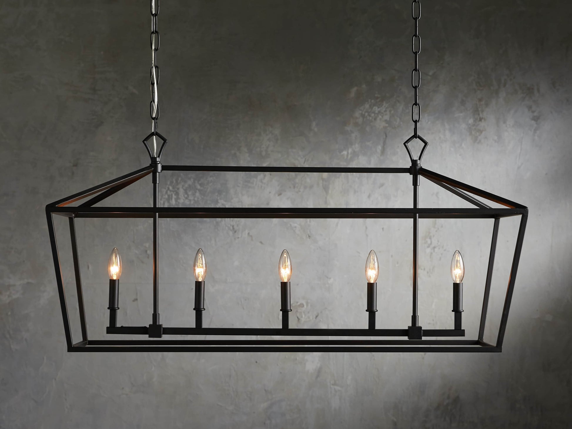 Garnet Geometric Iron Linear Chandelier