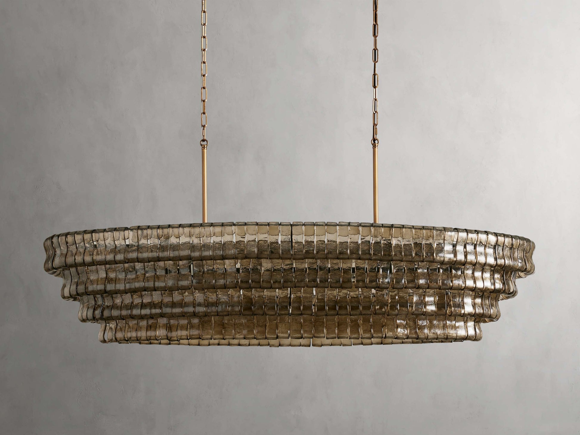 Ghiaccio Textured Glass Oval Chandelier