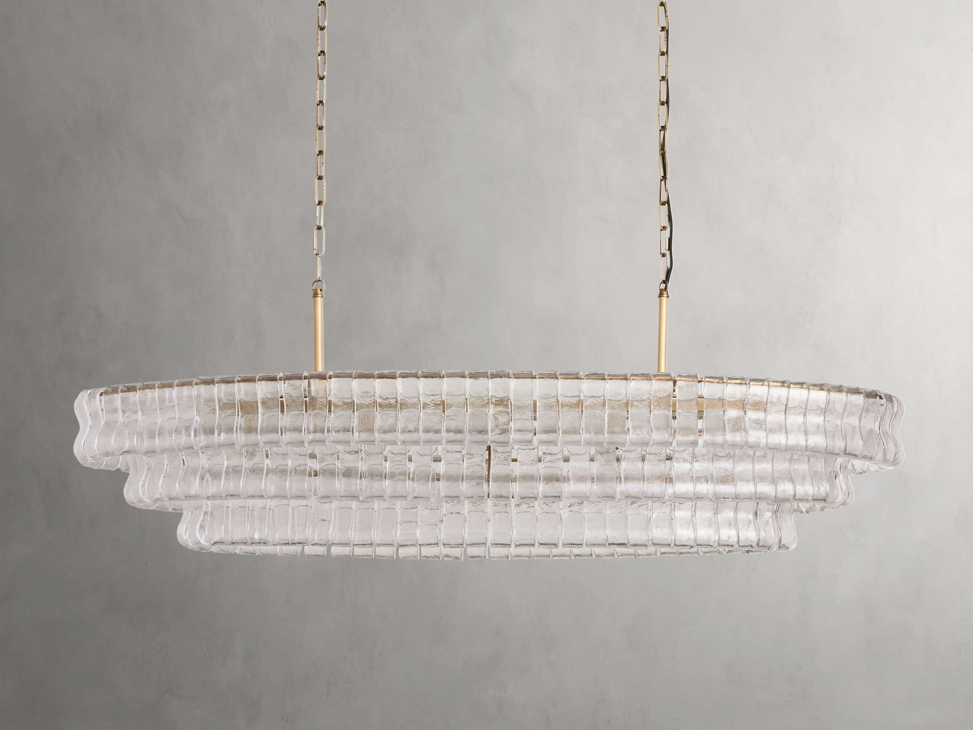 Ghiaccio Textured Glass Oval Chandelier