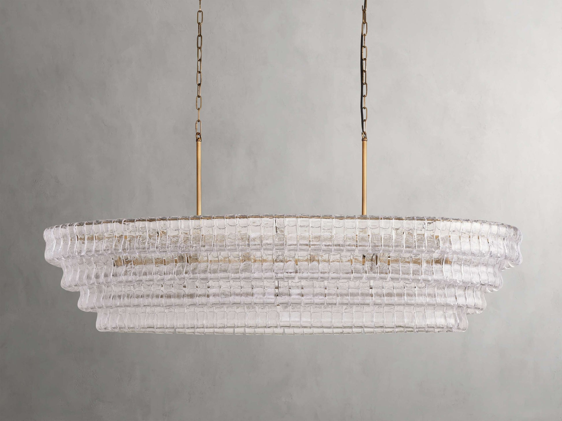Ghiaccio Textured Glass Oval Chandelier