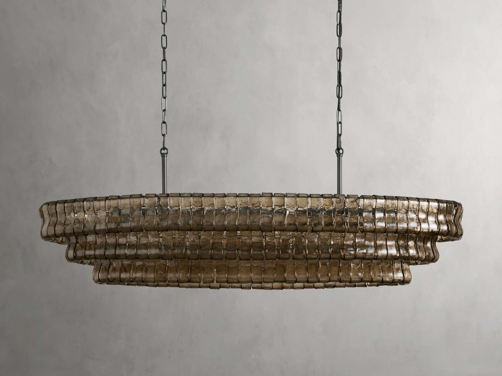 Ghiaccio Textured Glass Oval Chandelier