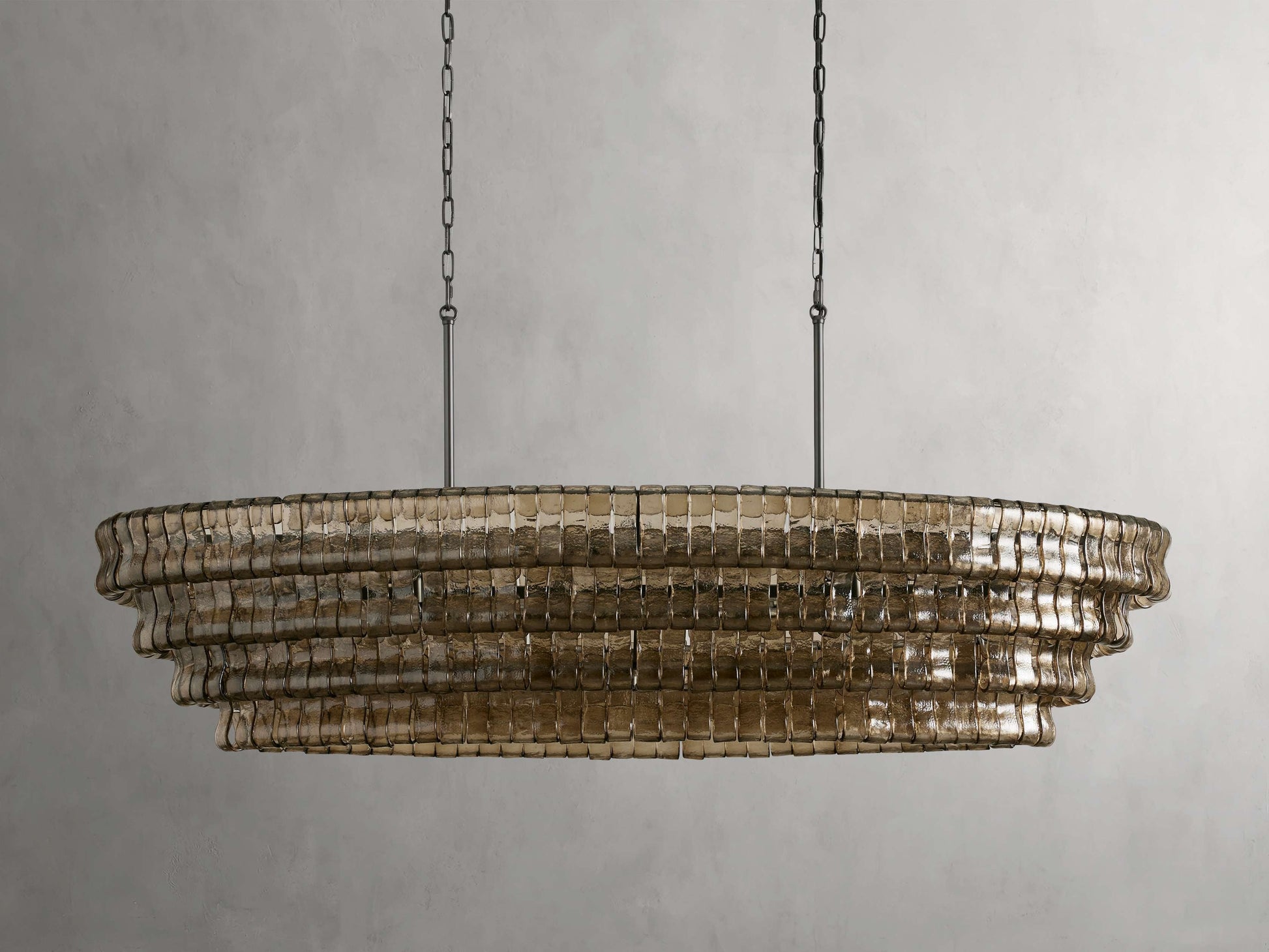 Ghiaccio Textured Glass Oval Chandelier