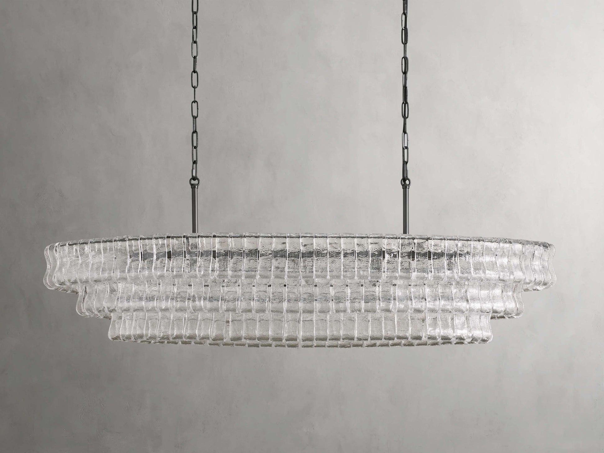 Ghiaccio Textured Glass Oval Chandelier