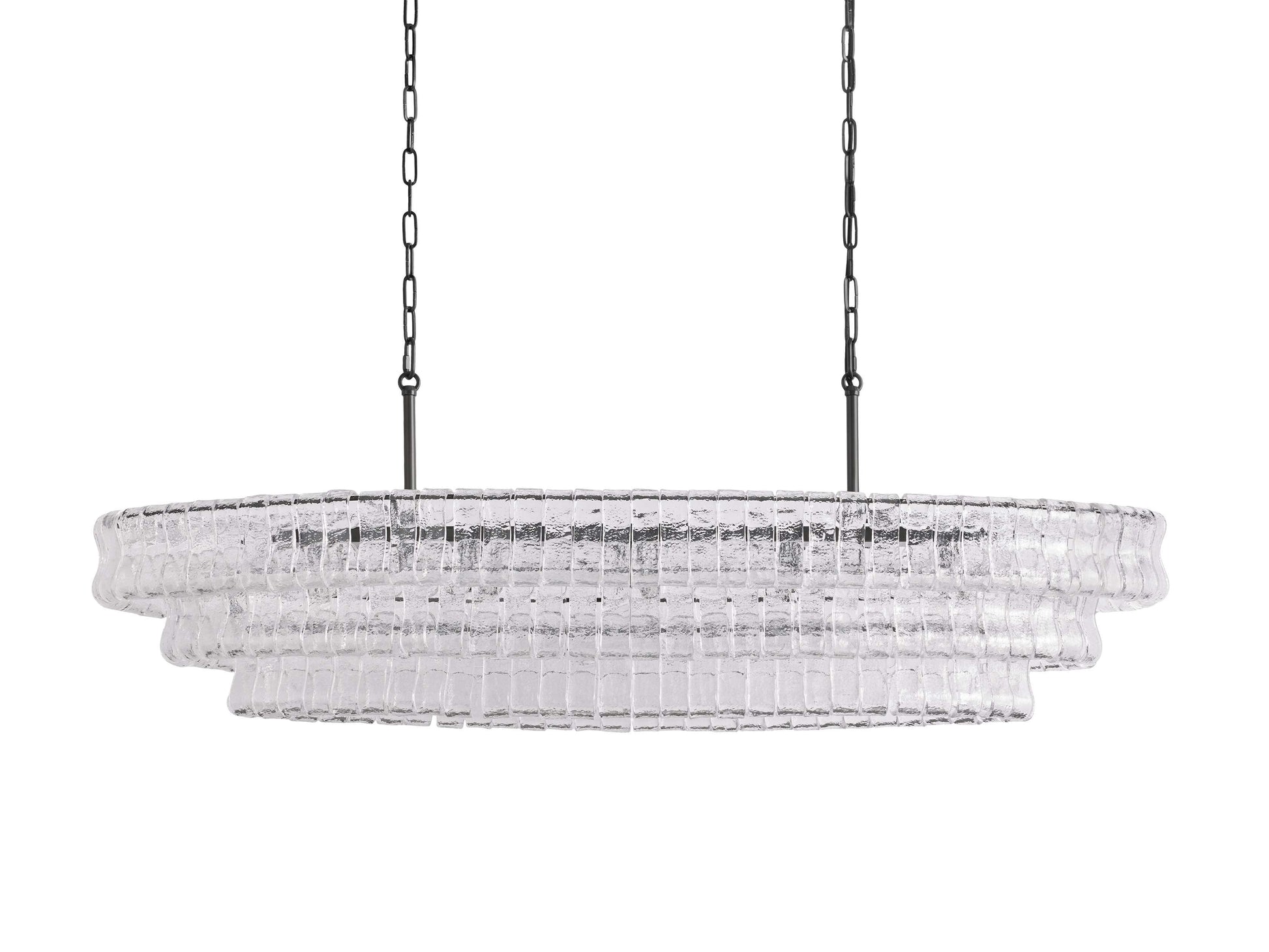 Ghiaccio Textured Glass Oval Chandelier