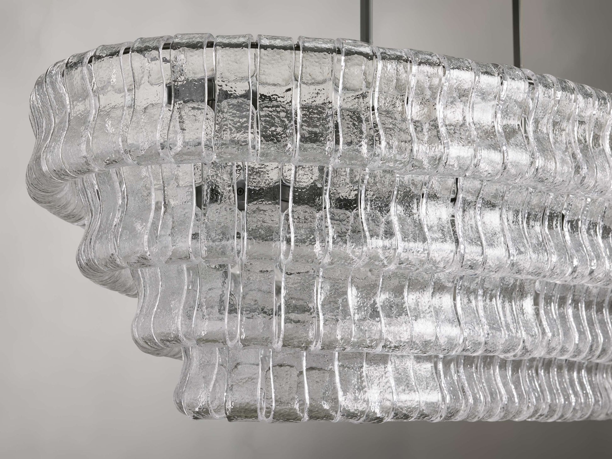 Ghiaccio Textured Glass Oval Chandelier