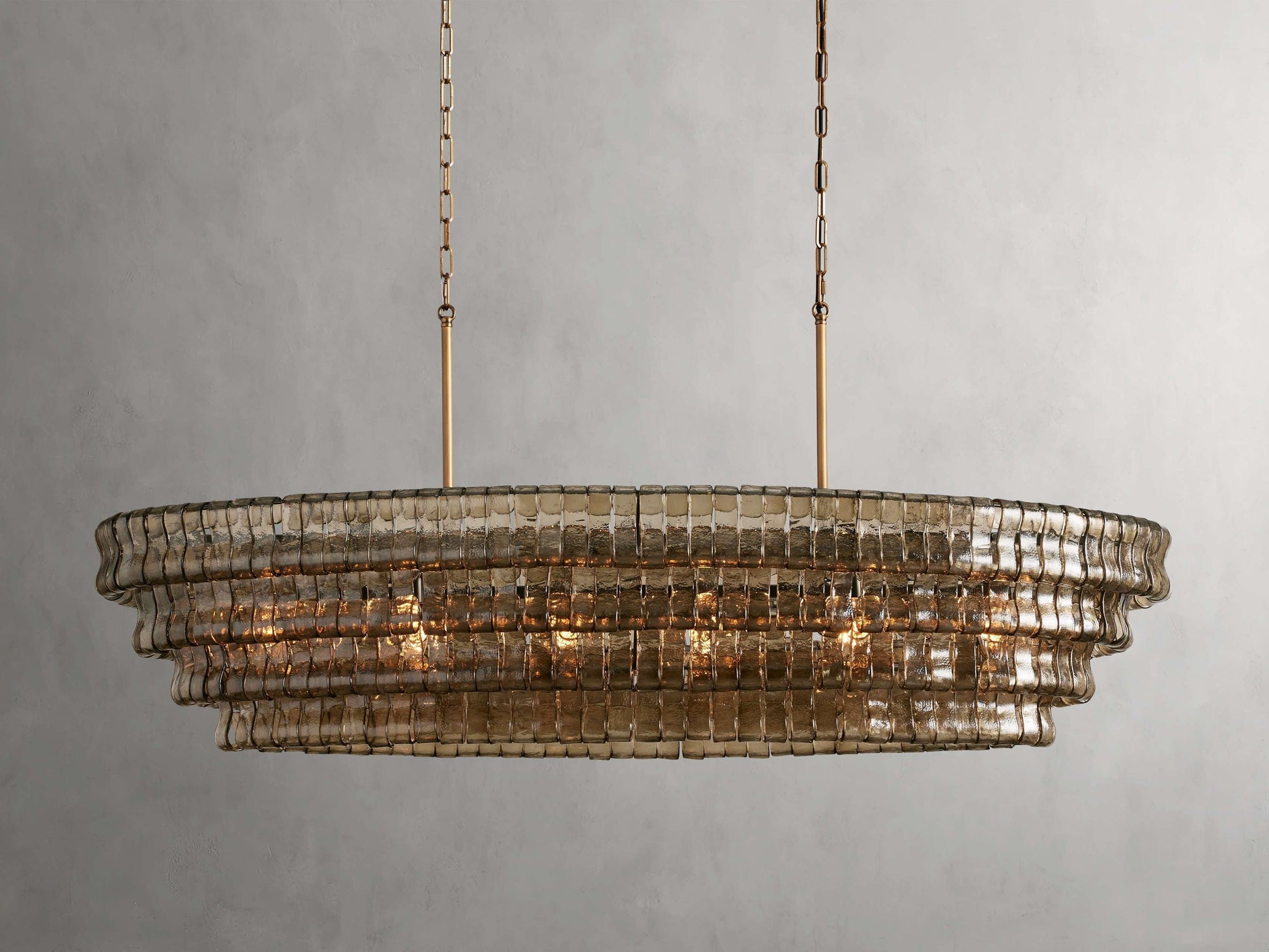 Ghiaccio Textured Glass Oval Chandelier