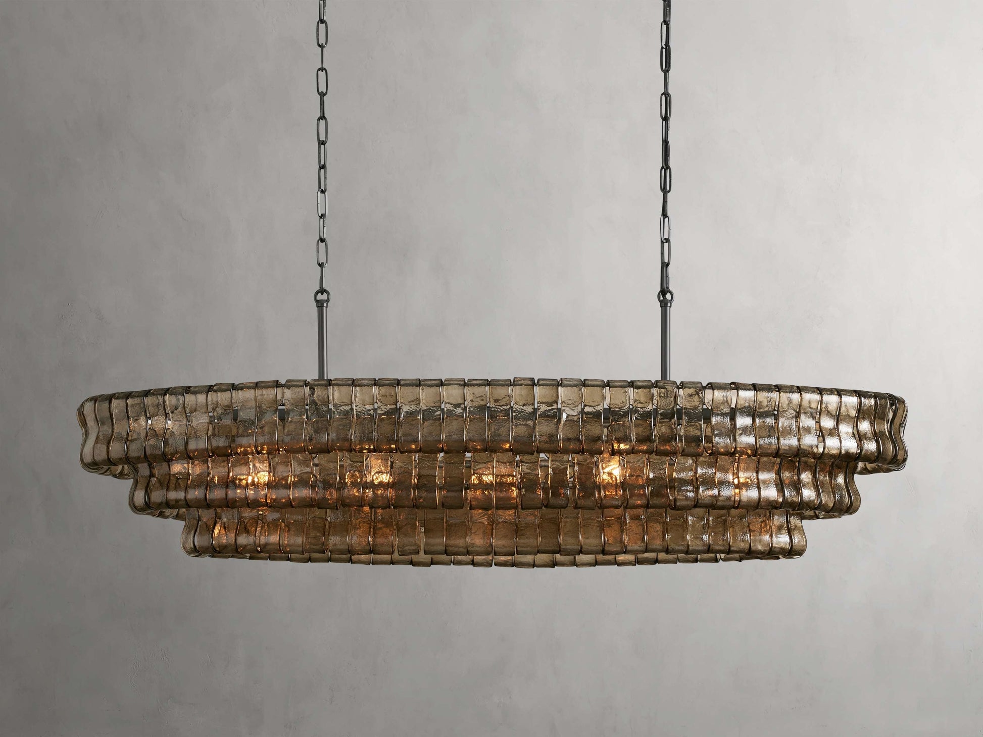 Ghiaccio Textured Glass Oval Chandelier