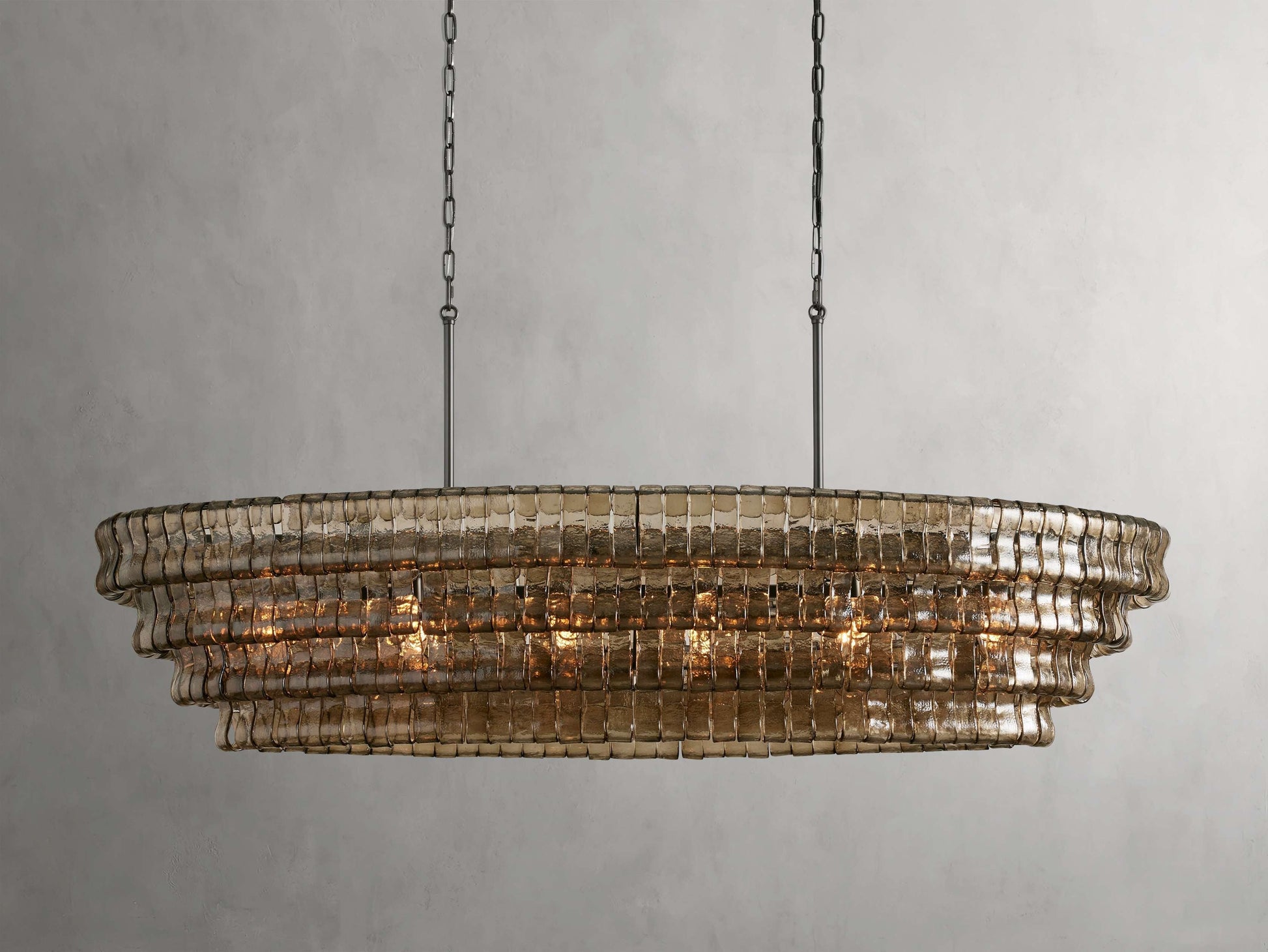 Ghiaccio Textured Glass Oval Chandelier