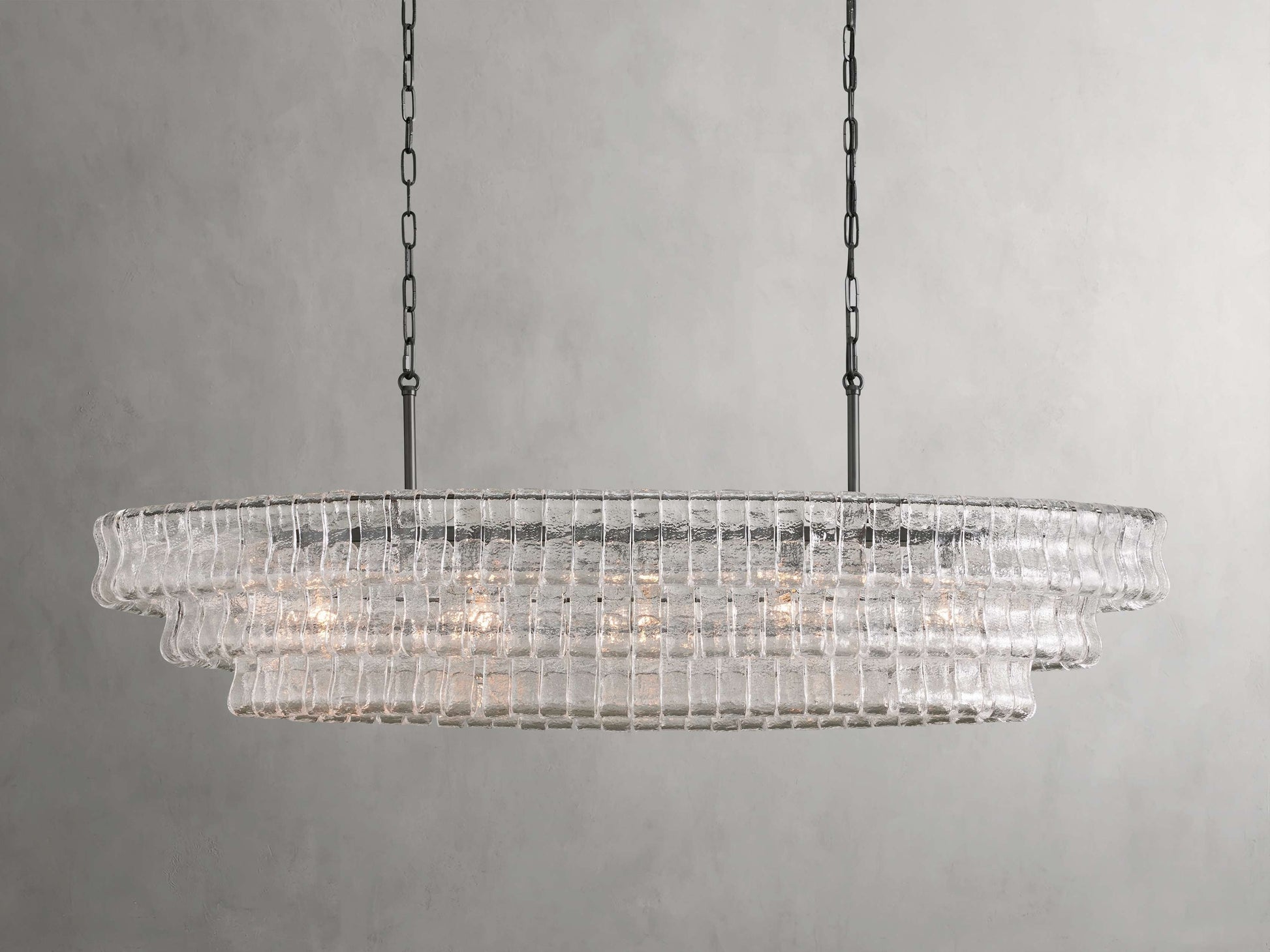 Ghiaccio Textured Glass Oval Chandelier