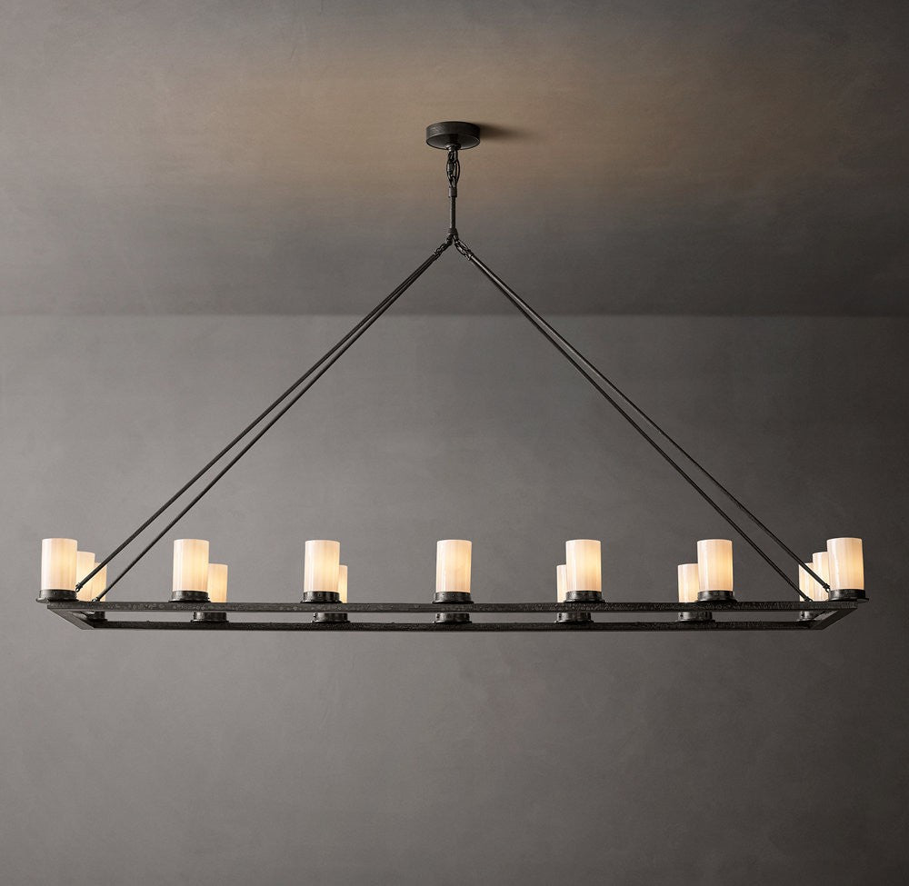 Ondra Iron Linear Milk Glass Chandelier