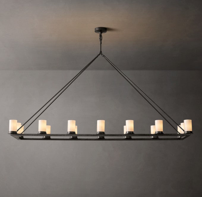 Ondra Iron Linear Milk Glass Chandelier