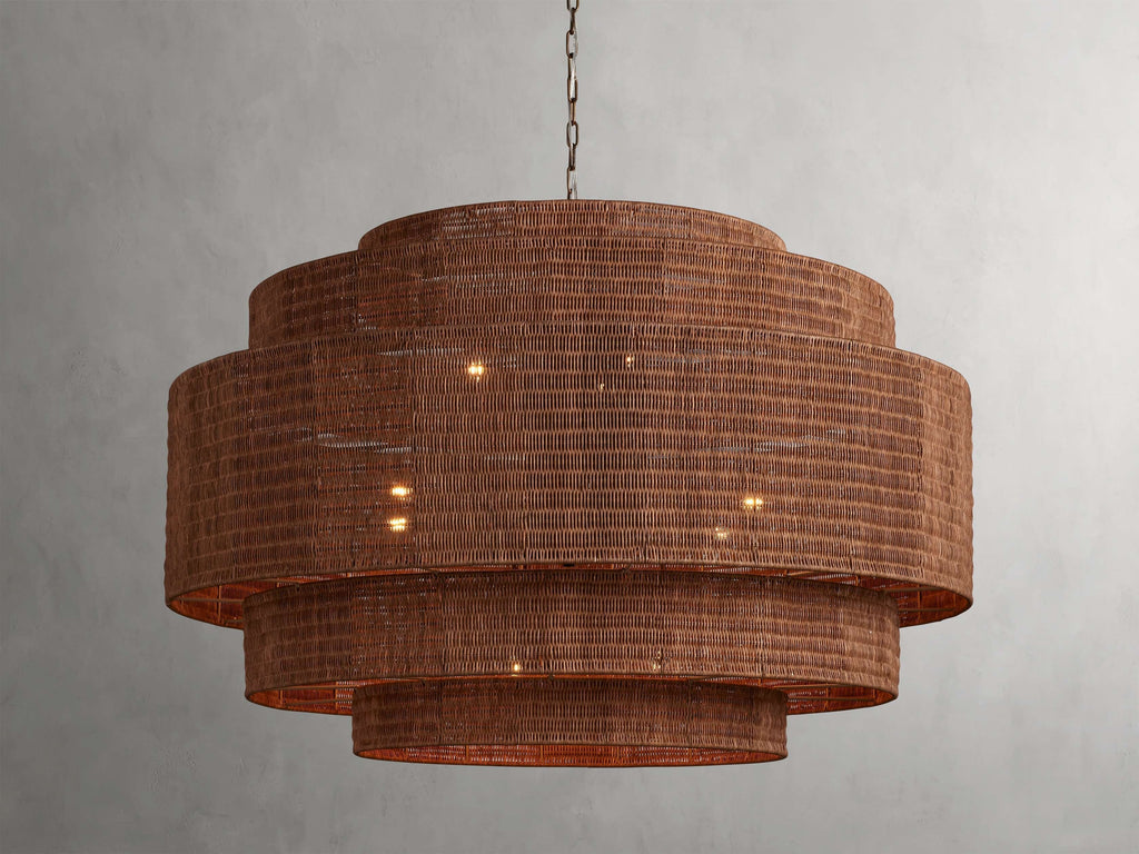 Paloma Grand Tiered Rattan Chandelier