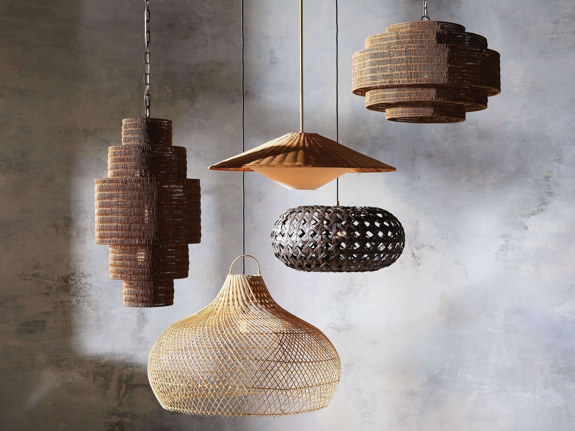 Paloma Woven Rattan Tiered Chandelier