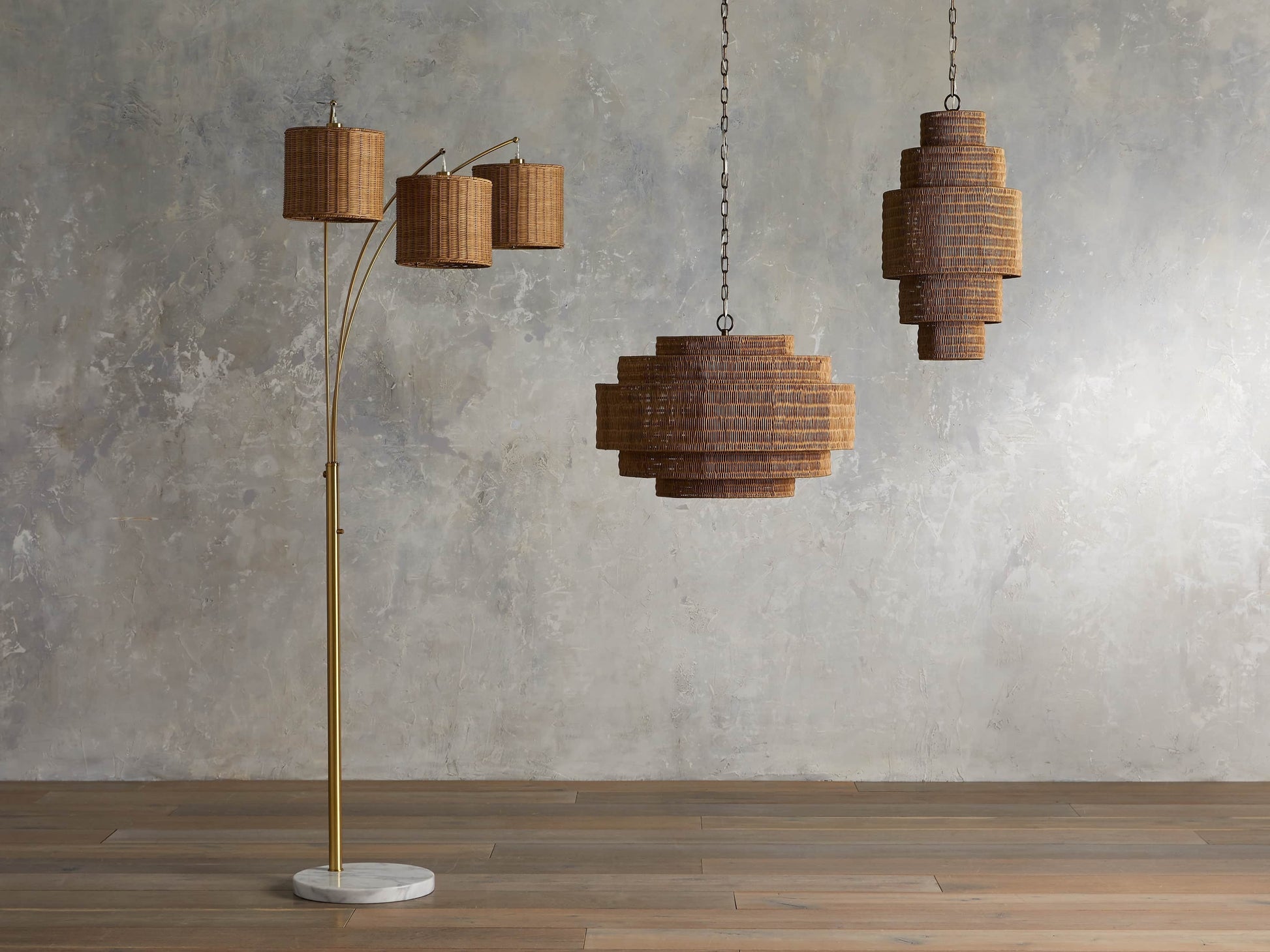 Paloma Woven Rattan Tiered Chandelier