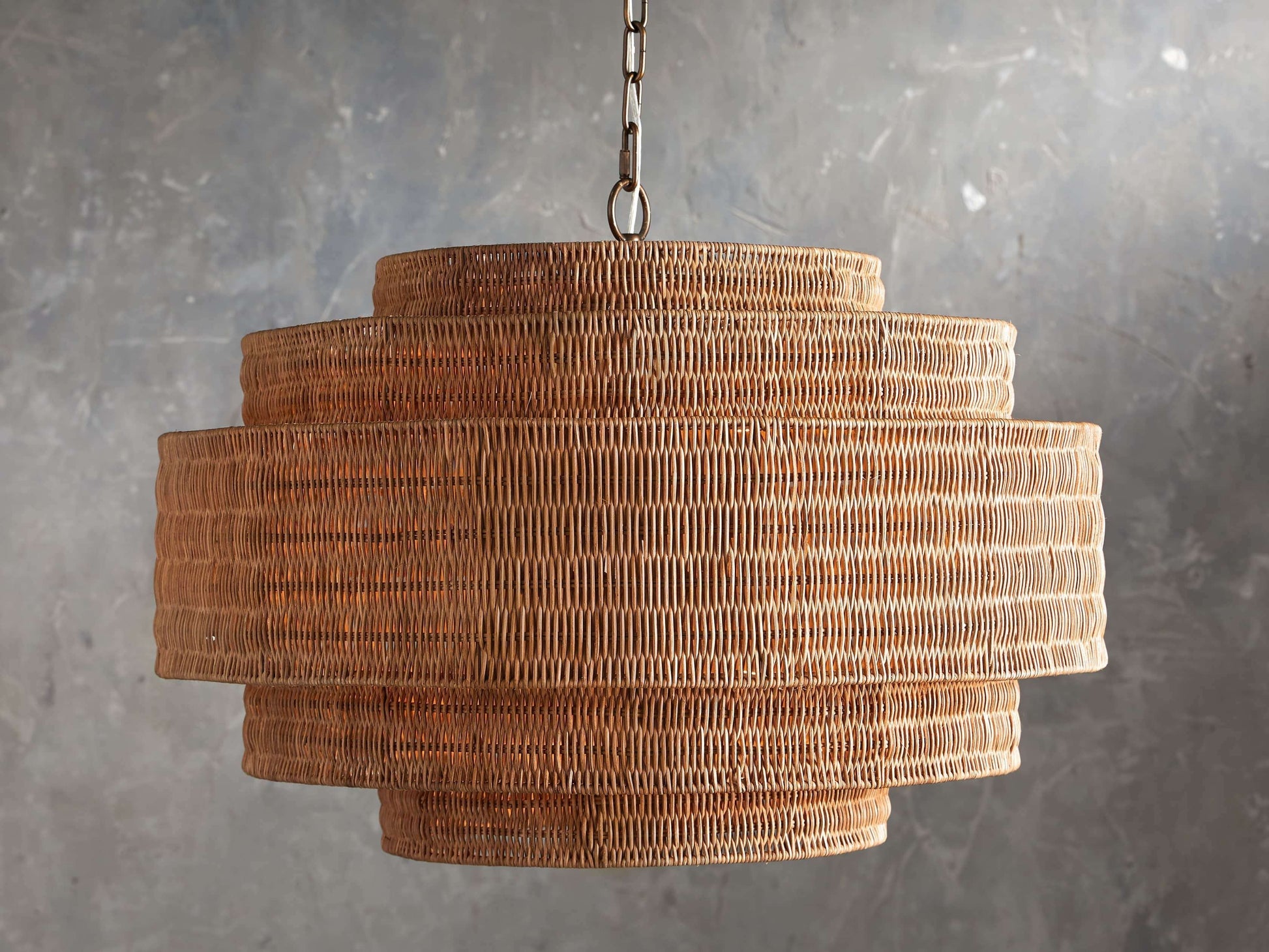 Paloma Woven Rattan Tiered Chandelier