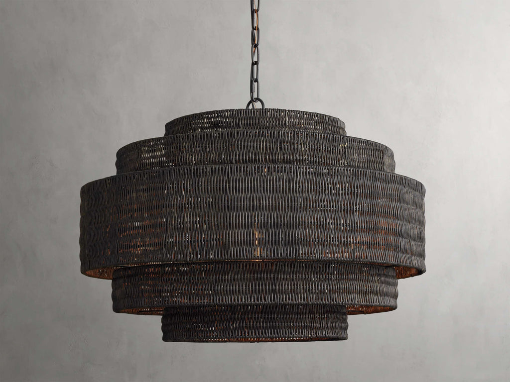 Paloma Woven Rattan Tiered Chandelier