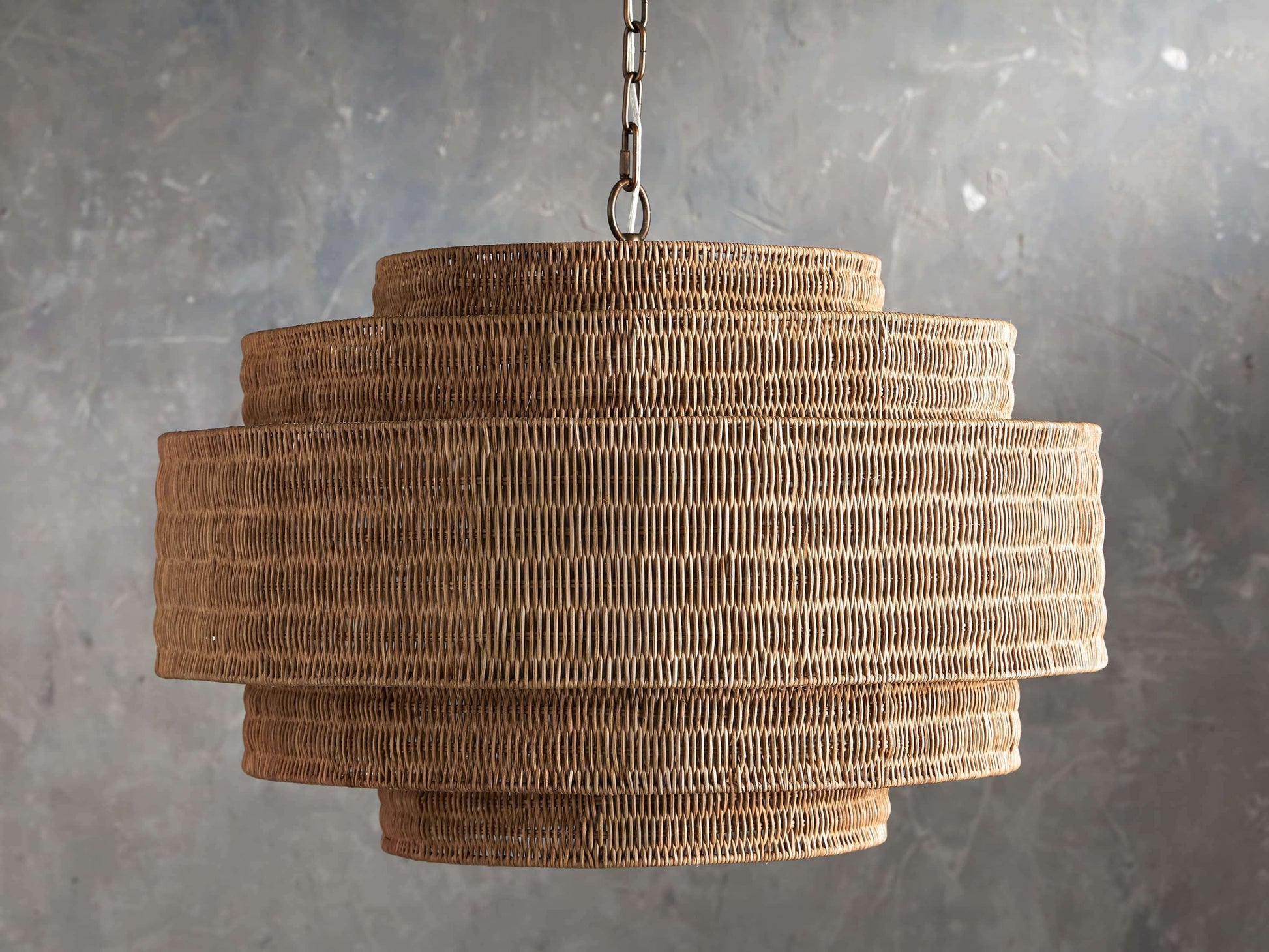 Paloma Woven Rattan Tiered Chandelier