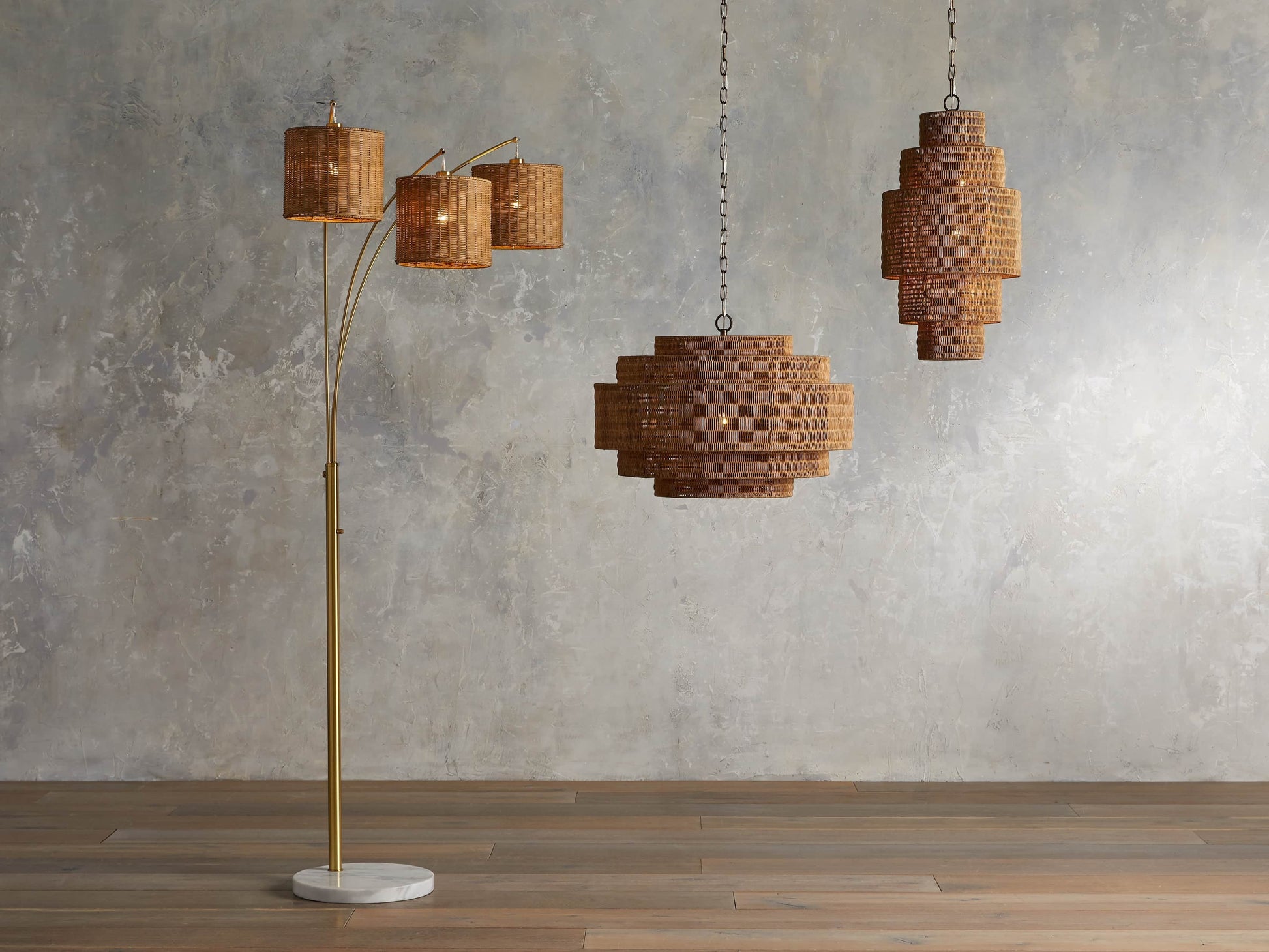 Paloma Woven Rattan Tiered Chandelier