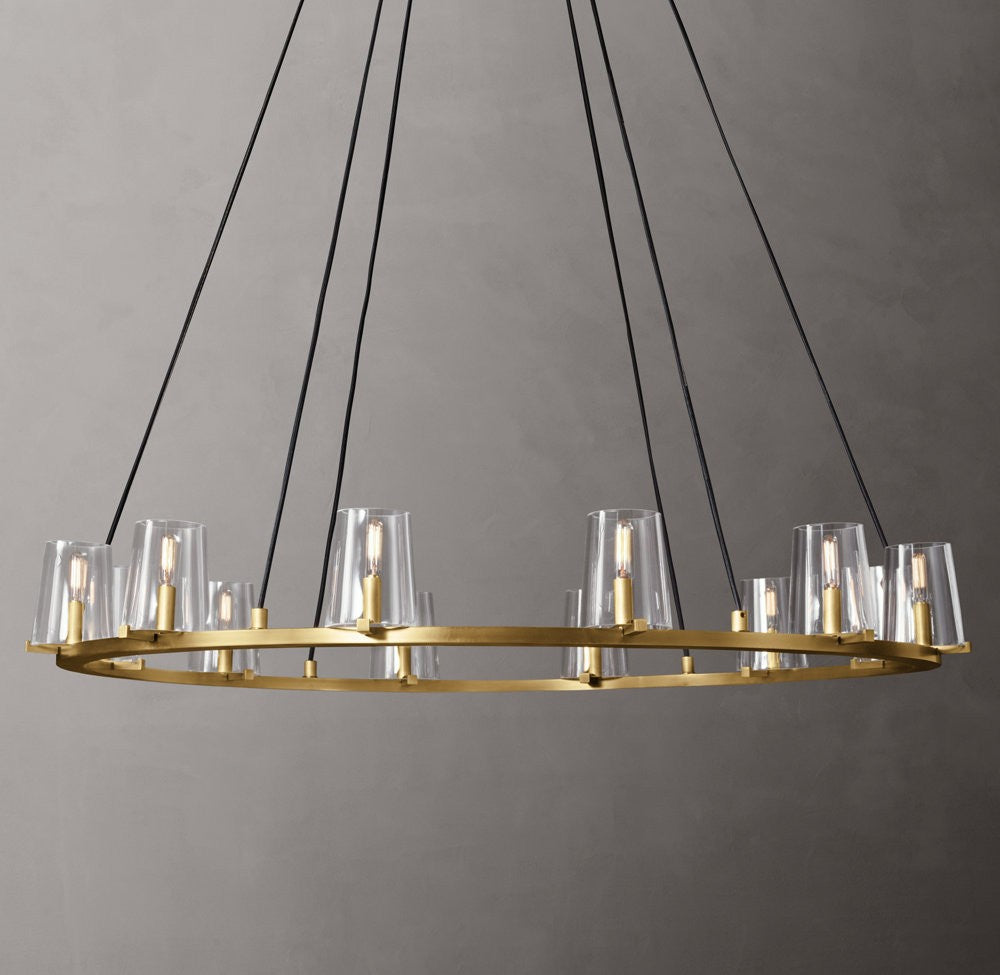 Pauillac Brass Tapered Glass Round Chandelier