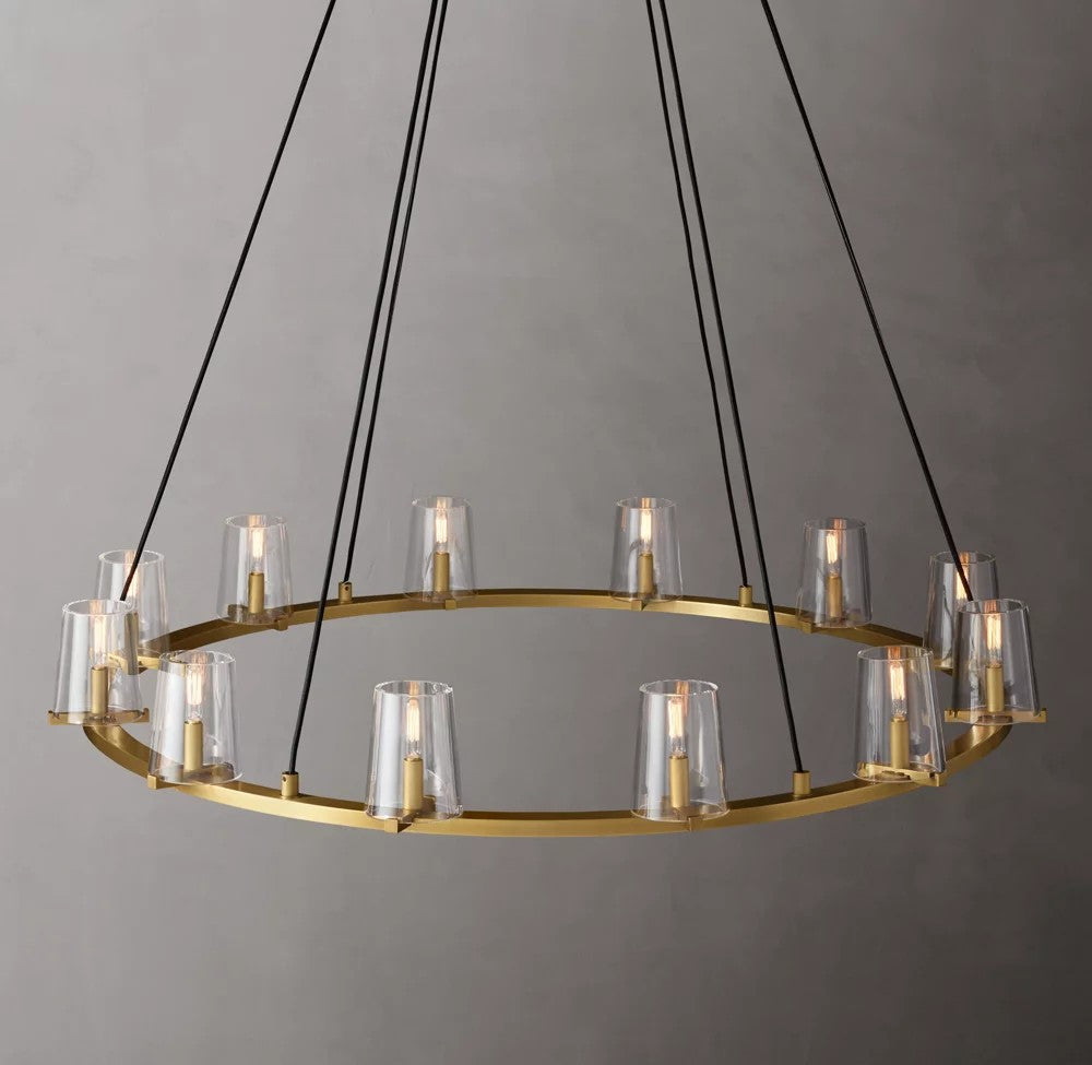 Pauillac Brass Tapered Glass Round Chandelier