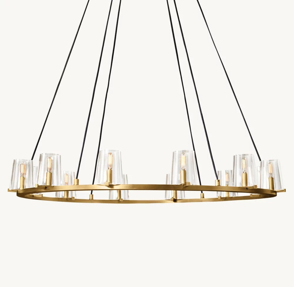 Pauillac Brass Tapered Glass Round Chandelier