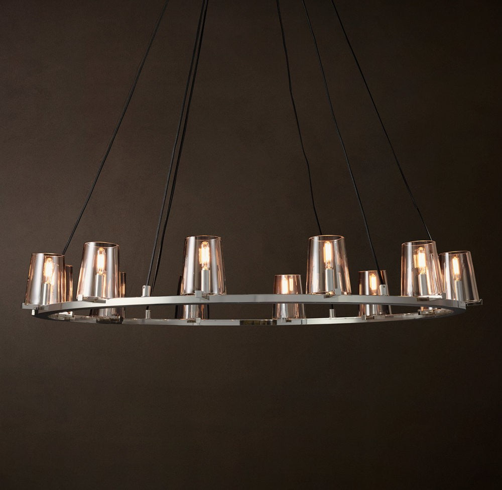 Pauillac Brass Tapered Glass Round Chandelier