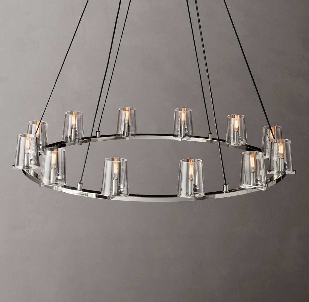 Pauillac Brass Tapered Glass Round Chandelier