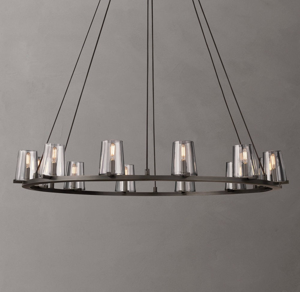 Pauillac Brass Tapered Glass Round Chandelier