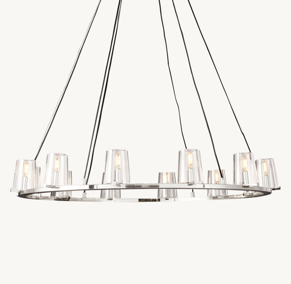 Pauillac Brass Tapered Glass Round Chandelier