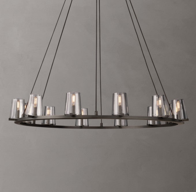 Pauillac Brass Tapered Glass Round Chandelier