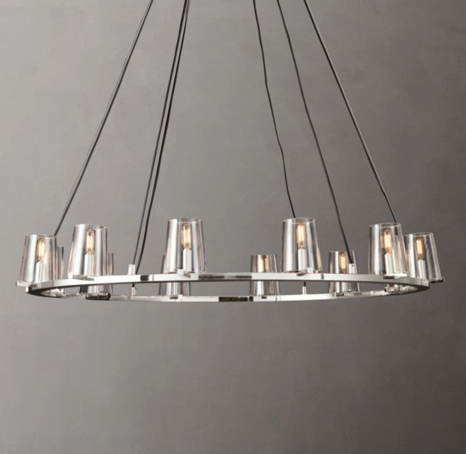 Pauillac Brass Tapered Glass Round Chandelier