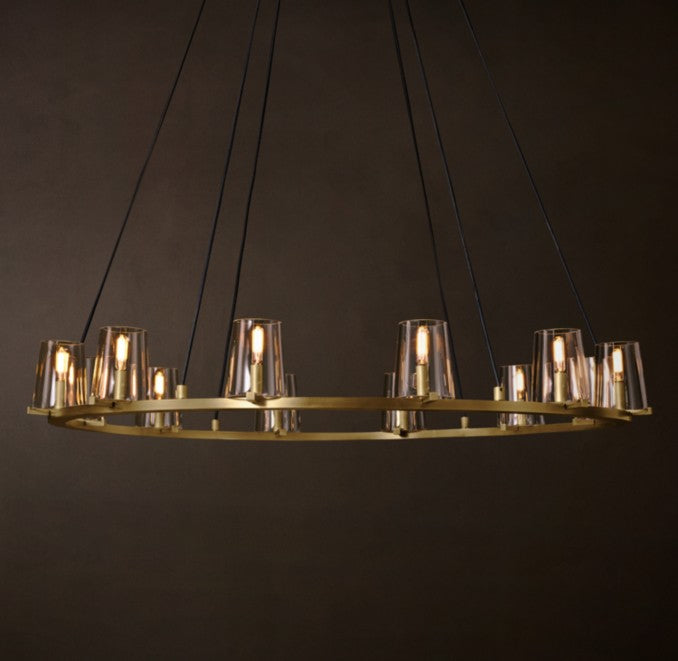 Pauillac Brass Tapered Glass Round Chandelier