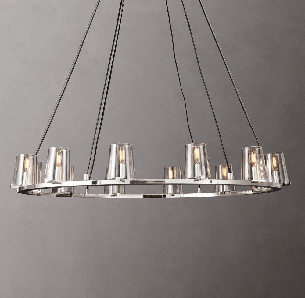 Pauillac Brass Tapered Glass Round Chandelier