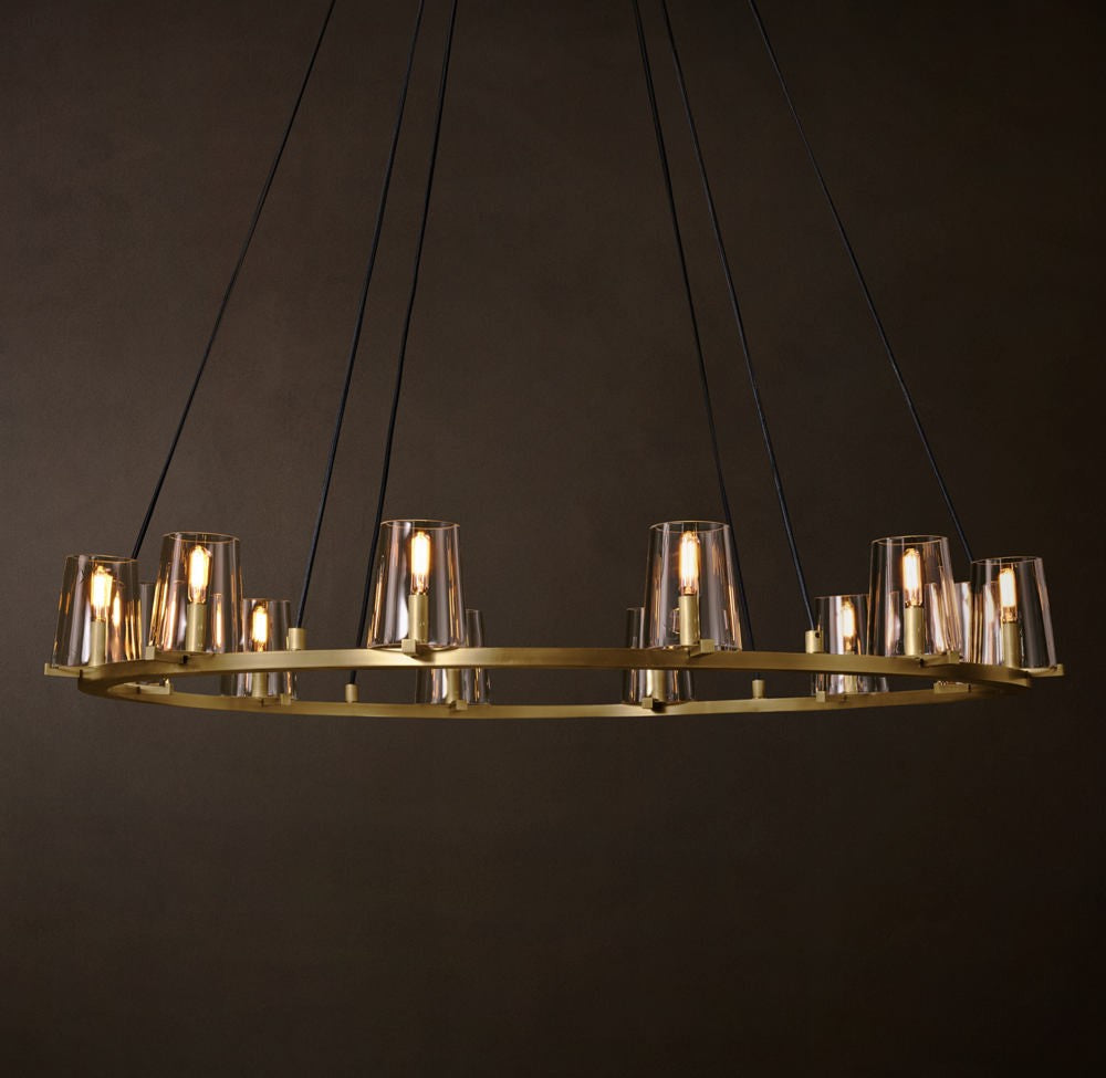 Pauillac Brass Tapered Glass Round Chandelier