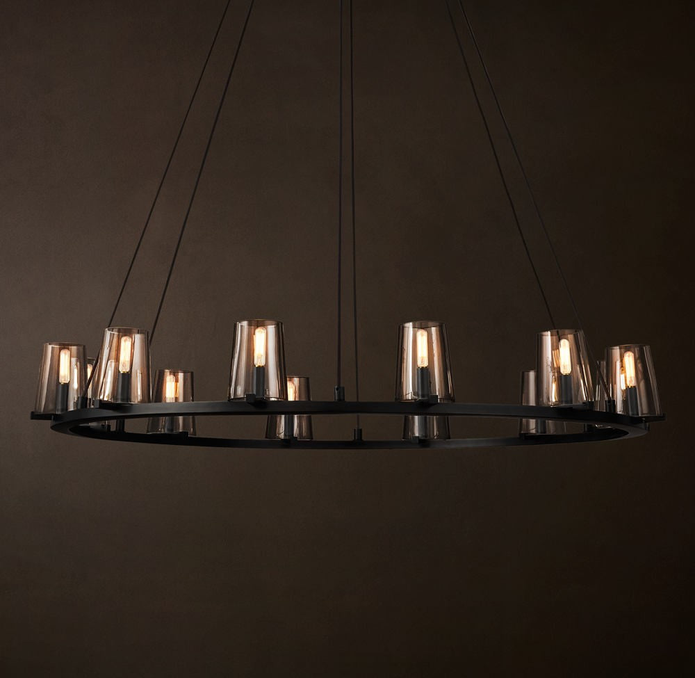 Pauillac Brass Tapered Glass Round Chandelier
