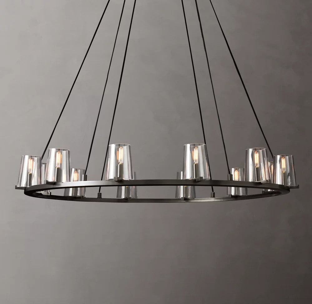 Pauillac Brass Tapered Glass Round Chandelier