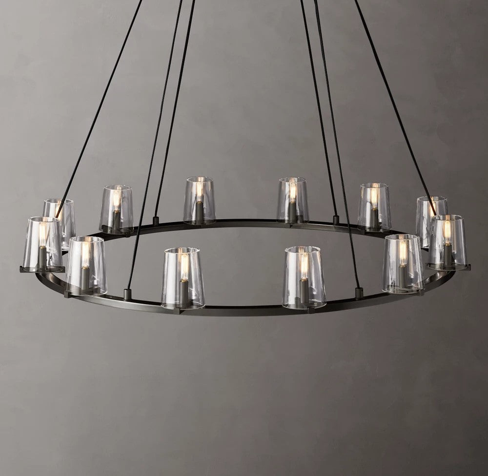 Pauillac Brass Tapered Glass Round Chandelier