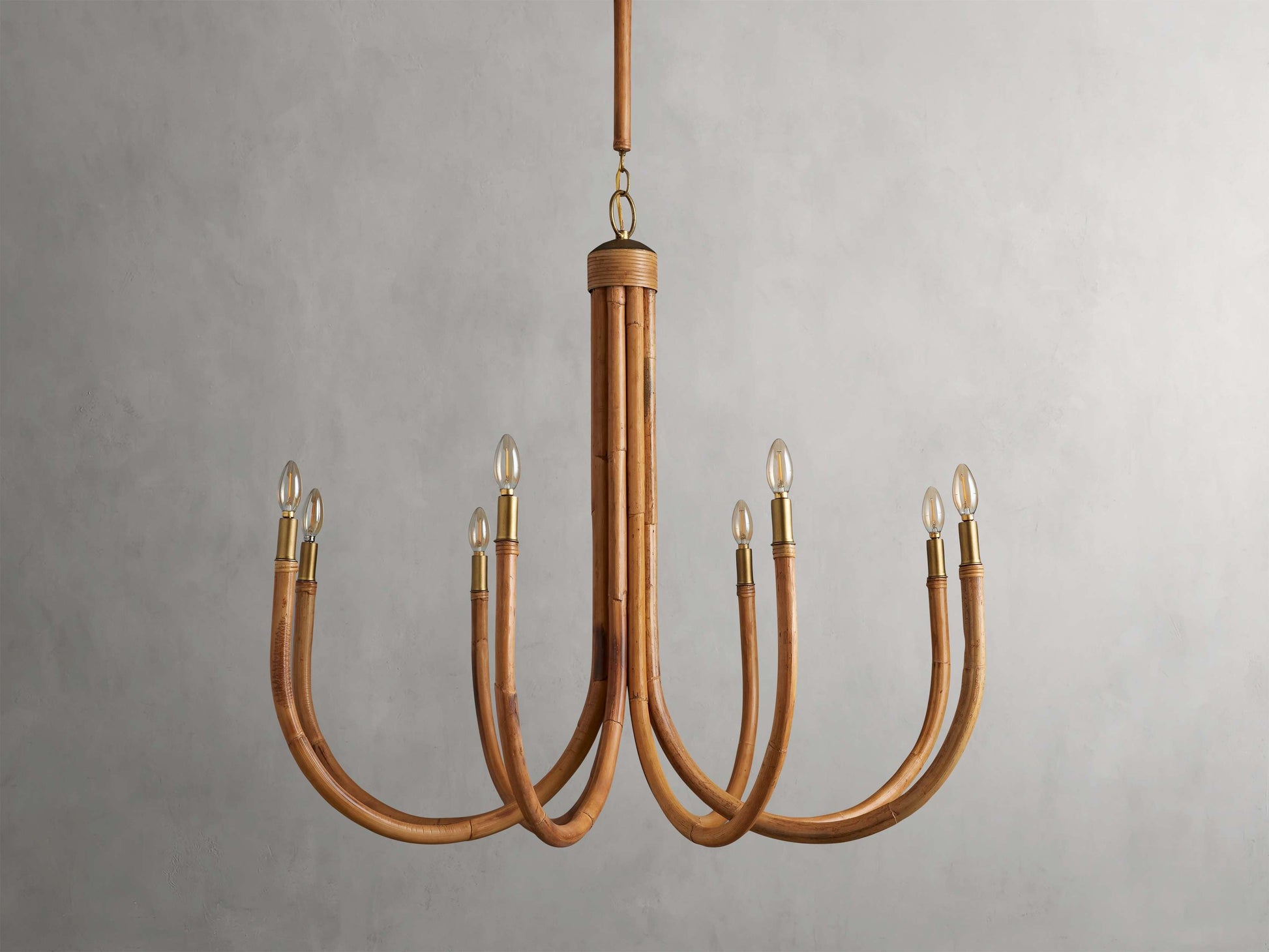 Ravda Rattan and Brass Round Chandelier